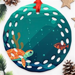 Ai Generated Ocean Sea Fish Aquatic Water Nature 5 Round Filigree Ornament (two Sides) by Pakemis