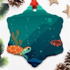 Ai Generated Ocean Sea Fish Aquatic Water Nature 5 Snowflake Ornament (two Sides) by Pakemis