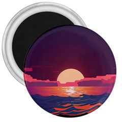 Sunset Ocean Beach Water Tropical Island Vacation 5 3  Magnets by Pakemis