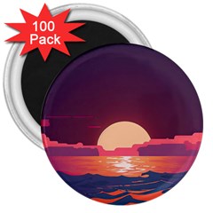 Sunset Ocean Beach Water Tropical Island Vacation 5 3  Magnets (100 Pack) by Pakemis