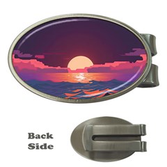 Sunset Ocean Beach Water Tropical Island Vacation 5 Money Clips (oval)  by Pakemis