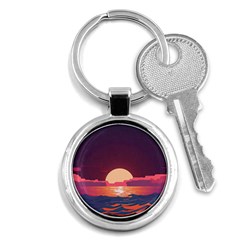 Sunset Ocean Beach Water Tropical Island Vacation 5 Key Chain (round) by Pakemis