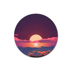 Sunset Ocean Beach Water Tropical Island Vacation 5 Magnet 3  (round) by Pakemis