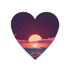 Sunset Ocean Beach Water Tropical Island Vacation 5 Heart Magnet by Pakemis