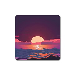 Sunset Ocean Beach Water Tropical Island Vacation 5 Square Magnet by Pakemis