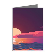 Sunset Ocean Beach Water Tropical Island Vacation 5 Mini Greeting Card by Pakemis