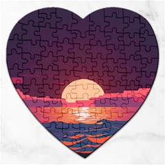 Sunset Ocean Beach Water Tropical Island Vacation 5 Jigsaw Puzzle (heart) by Pakemis