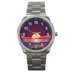 Sunset Ocean Beach Water Tropical Island Vacation 5 Sport Metal Watch by Pakemis