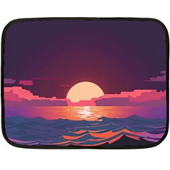 Sunset Ocean Beach Water Tropical Island Vacation 5 Fleece Blanket (mini) by Pakemis