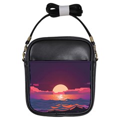 Sunset Ocean Beach Water Tropical Island Vacation 5 Girls Sling Bag by Pakemis