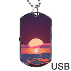 Sunset Ocean Beach Water Tropical Island Vacation 5 Dog Tag Usb Flash (one Side) by Pakemis