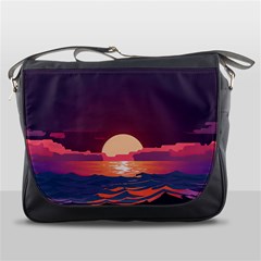 Sunset Ocean Beach Water Tropical Island Vacation 5 Messenger Bag by Pakemis