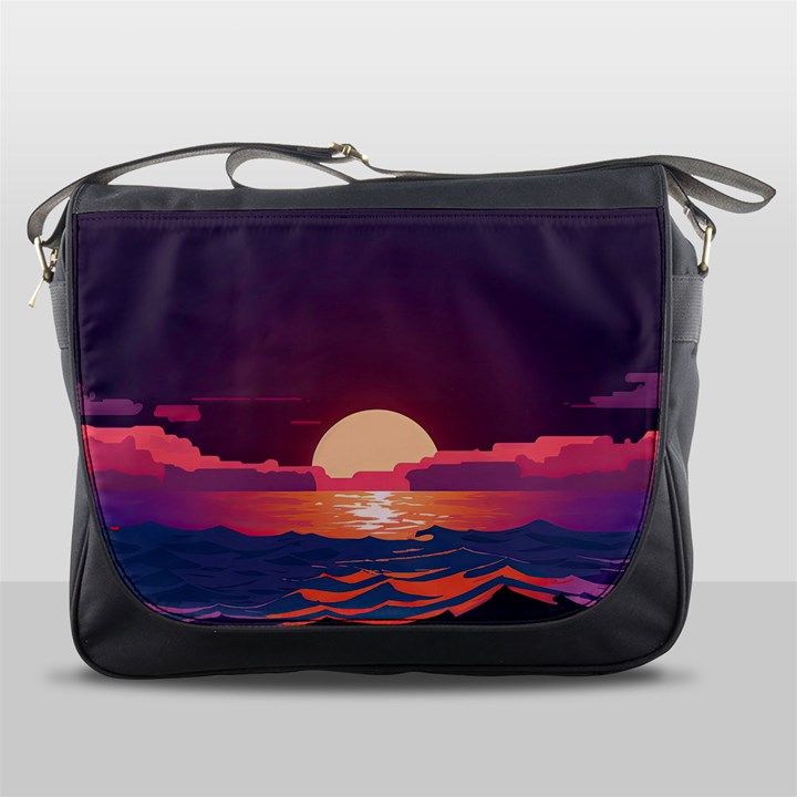 Sunset Ocean Beach Water Tropical Island Vacation 5 Messenger Bag