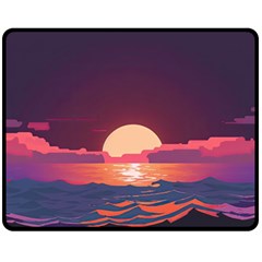 Sunset Ocean Beach Water Tropical Island Vacation 5 Fleece Blanket (medium) by Pakemis