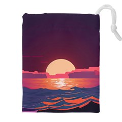 Sunset Ocean Beach Water Tropical Island Vacation 5 Drawstring Pouch (5xl) by Pakemis