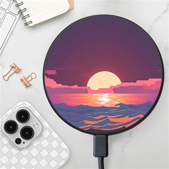 Sunset Ocean Beach Water Tropical Island Vacation 5 Wireless Fast Charger(black) by Pakemis