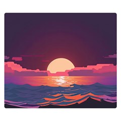 Sunset Ocean Beach Water Tropical Island Vacation 5 One Side Premium Plush Fleece Blanket (small) by Pakemis