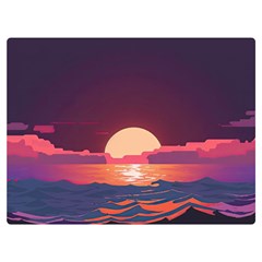 Sunset Ocean Beach Water Tropical Island Vacation 5 One Side Premium Plush Fleece Blanket (extra Small)