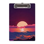 Sunset Ocean Beach Water Tropical Island Vacation 5 A5 Acrylic Clipboard Front