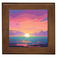 Sunset Ocean Beach Water Tropical Island Vacation 4 Framed Tile by Pakemis