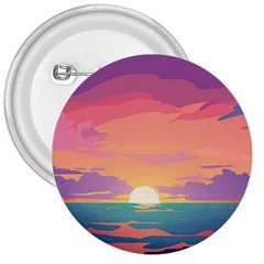 Sunset Ocean Beach Water Tropical Island Vacation 4 3  Buttons by Pakemis