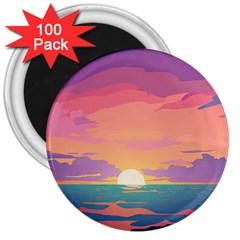 Sunset Ocean Beach Water Tropical Island Vacation 4 3  Magnets (100 Pack) by Pakemis