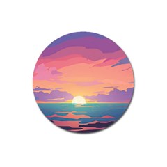 Sunset Ocean Beach Water Tropical Island Vacation 4 Magnet 3  (round) by Pakemis