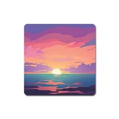 Sunset Ocean Beach Water Tropical Island Vacation 4 Square Magnet by Pakemis