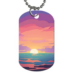 Sunset Ocean Beach Water Tropical Island Vacation 4 Dog Tag (two Sides) by Pakemis