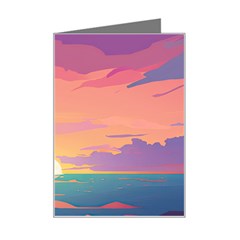 Sunset Ocean Beach Water Tropical Island Vacation 4 Mini Greeting Card by Pakemis