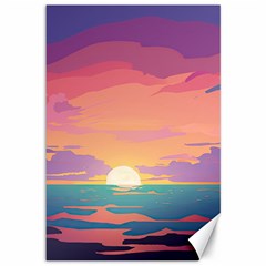 Sunset Ocean Beach Water Tropical Island Vacation 4 Canvas 12  X 18  by Pakemis