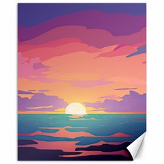 Sunset Ocean Beach Water Tropical Island Vacation 4 Canvas 16  X 20  by Pakemis