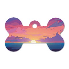 Sunset Ocean Beach Water Tropical Island Vacation 4 Dog Tag Bone (one Side) by Pakemis