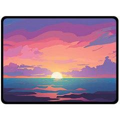 Sunset Ocean Beach Water Tropical Island Vacation 4 One Side Fleece Blanket (large) by Pakemis