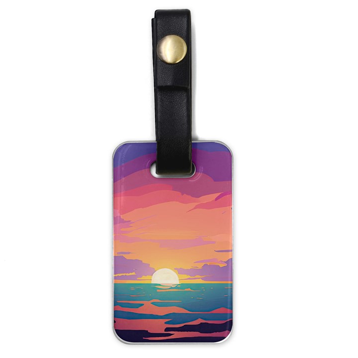 Sunset Ocean Beach Water Tropical Island Vacation 4 Luggage Tag (one side)