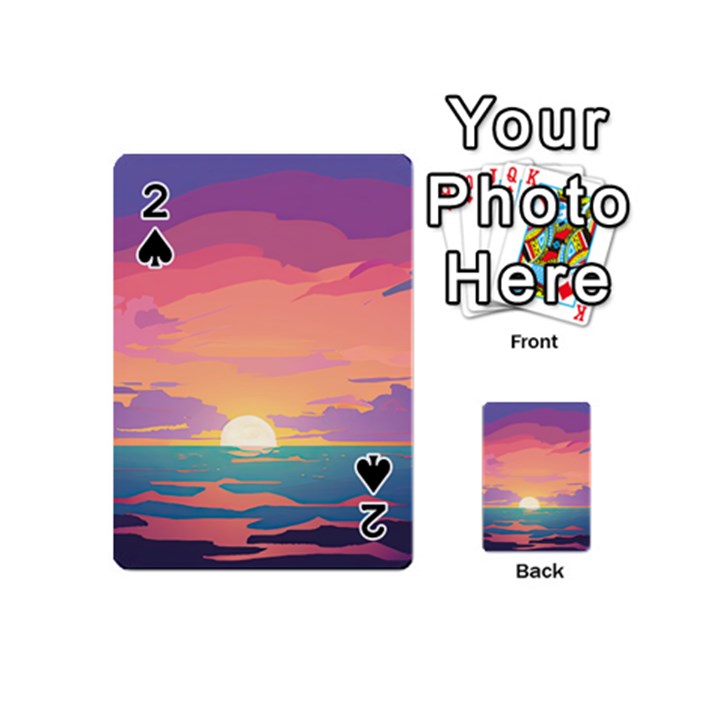 Sunset Ocean Beach Water Tropical Island Vacation 4 Playing Cards 54 Designs (Mini)