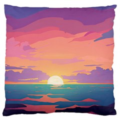 Sunset Ocean Beach Water Tropical Island Vacation 4 Large Cushion Case (two Sides) by Pakemis