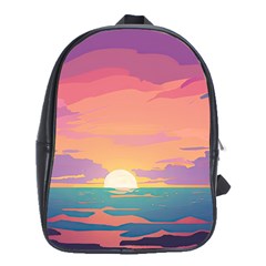 Sunset Ocean Beach Water Tropical Island Vacation 4 School Bag (xl) by Pakemis