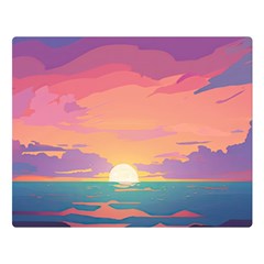 Sunset Ocean Beach Water Tropical Island Vacation 4 Premium Plush Fleece Blanket (large) by Pakemis