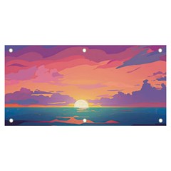 Sunset Ocean Beach Water Tropical Island Vacation 4 Banner And Sign 6  X 3  by Pakemis