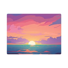 Sunset Ocean Beach Water Tropical Island Vacation 4 One Side Premium Plush Fleece Blanket (mini) by Pakemis