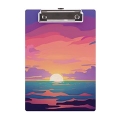 Sunset Ocean Beach Water Tropical Island Vacation 4 A5 Acrylic Clipboard by Pakemis