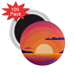 Sunset Ocean Beach Water Tropical Island Vacation Landscape 2 25  Magnets (100 Pack)  by Pakemis