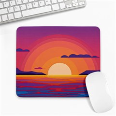 Sunset Ocean Beach Water Tropical Island Vacation Landscape Large Mousepad by Pakemis