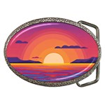 Sunset Ocean Beach Water Tropical Island Vacation Landscape Belt Buckles Front