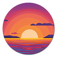 Sunset Ocean Beach Water Tropical Island Vacation Landscape Magnet 5  (round) by Pakemis