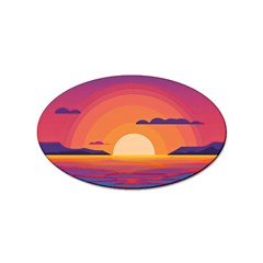 Sunset Ocean Beach Water Tropical Island Vacation Landscape Sticker Oval (10 Pack) by Pakemis