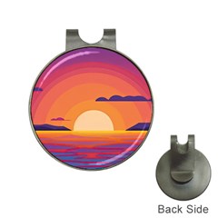 Sunset Ocean Beach Water Tropical Island Vacation Landscape Hat Clips With Golf Markers by Pakemis