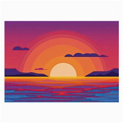 Sunset Ocean Beach Water Tropical Island Vacation Landscape Large Glasses Cloth (2 Sides) by Pakemis