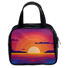 Sunset Ocean Beach Water Tropical Island Vacation Landscape Classic Handbag (two Sides) by Pakemis